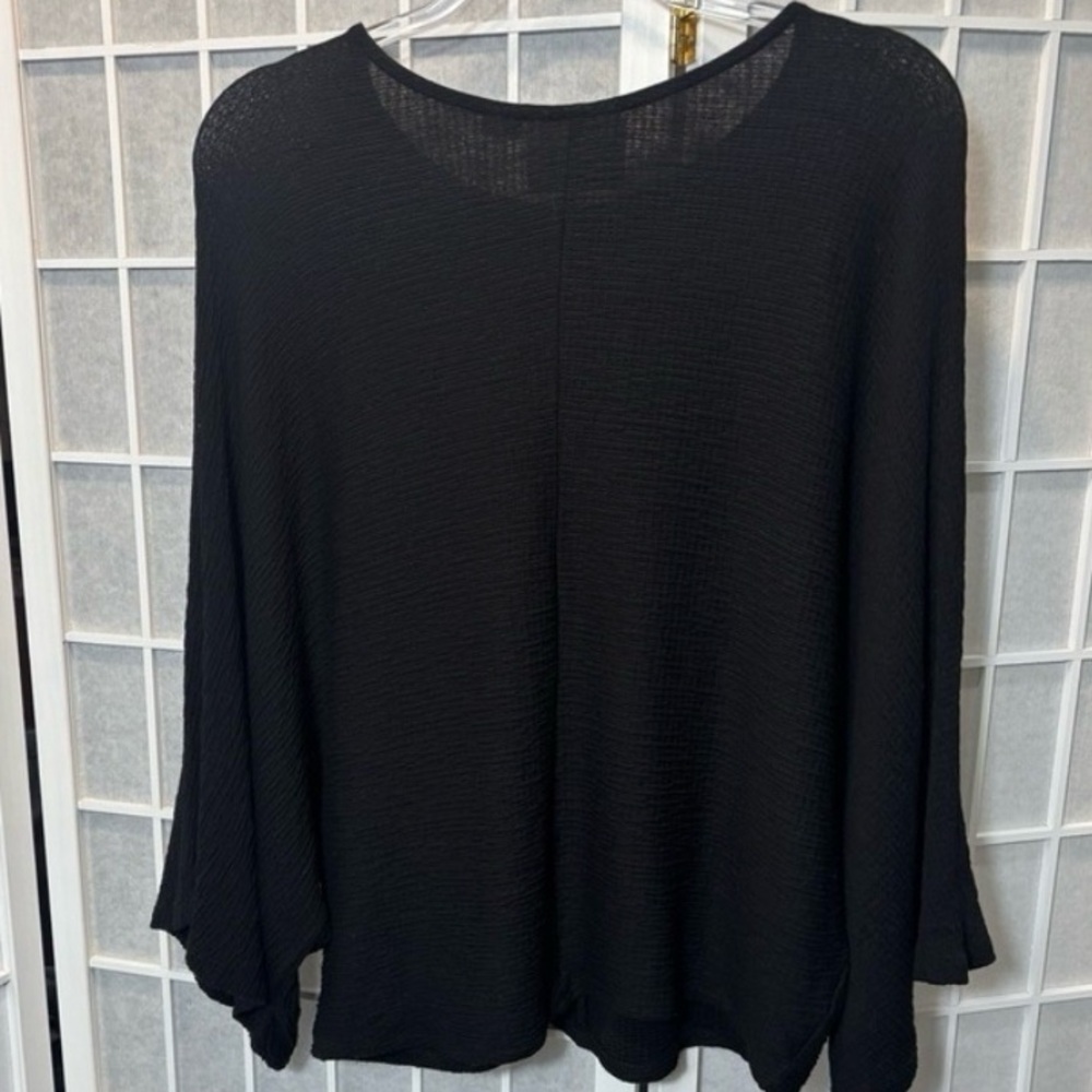 Anthropologie Maeve Black Gauze Dolman Sleeve Black Top Size Small Lange Look - Picture 3 of 7